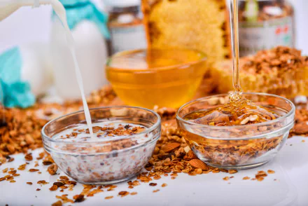 honey milk muesli food breakfast HD Desktop Wallpaper | Background Image