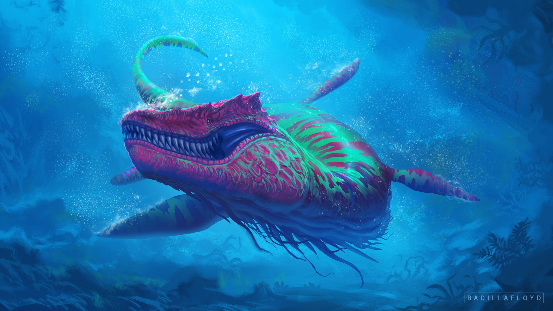 Download Underwater Creature Fantasy Sea Monster  4k Ultra HD Wallpaper by Francisco Badilla