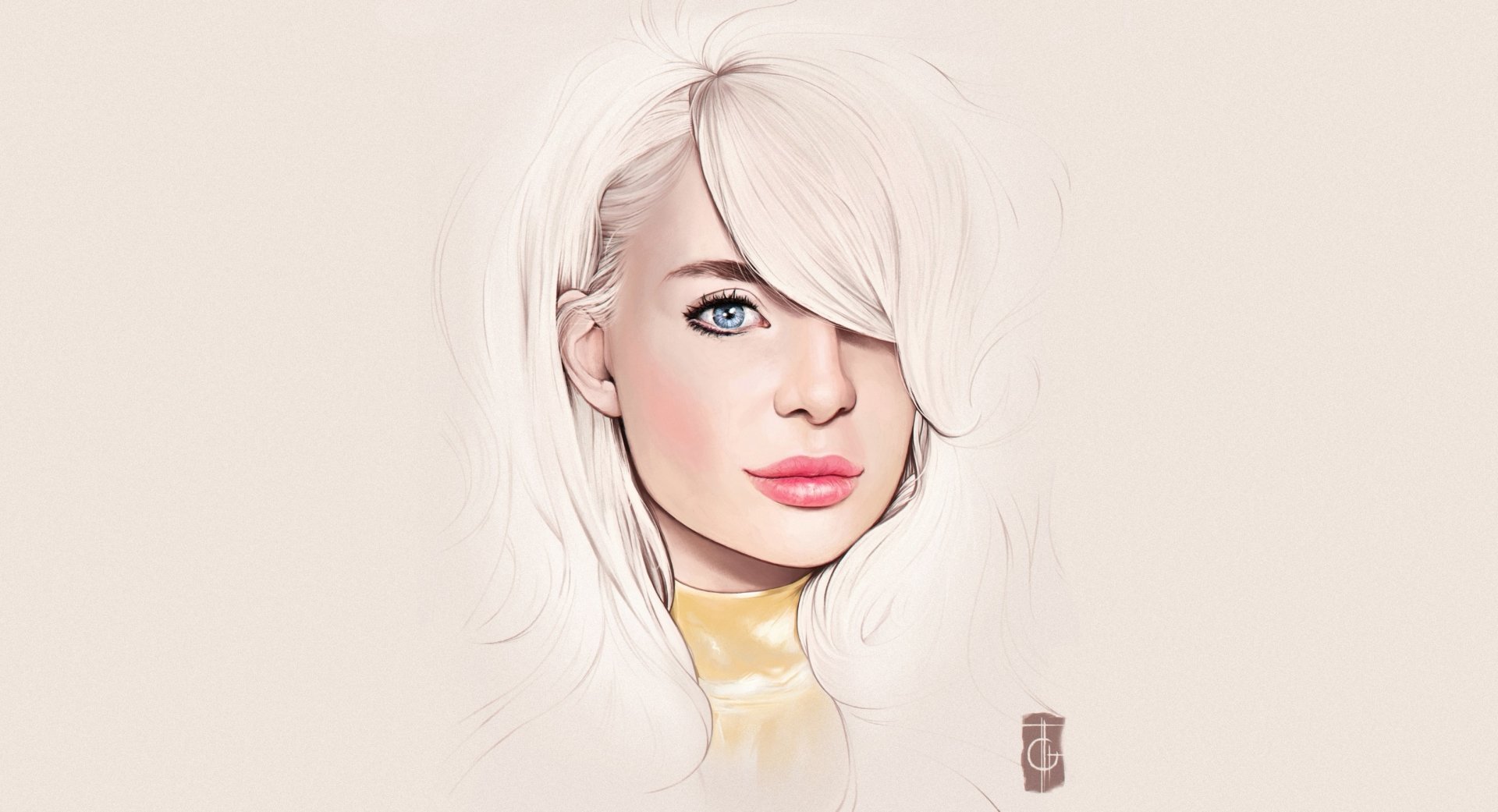 Download Blonde Portrait Woman Drawing HD Wallpaper by Rodney Amirebrahimi