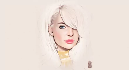 blonde portrait woman drawing HD Desktop Wallpaper | Background Image