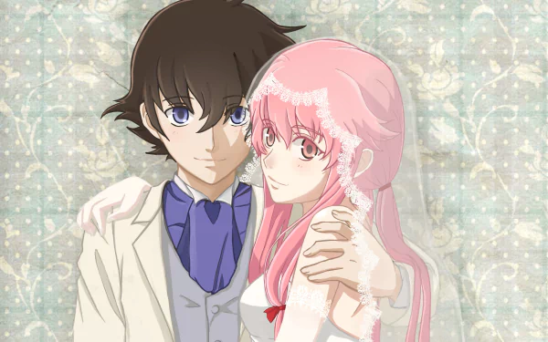 Yukiteru Amano and Yuno Gasai from Mirai Nikki featured in a detailed 4K Ultra HD anime desktop wallpaper.