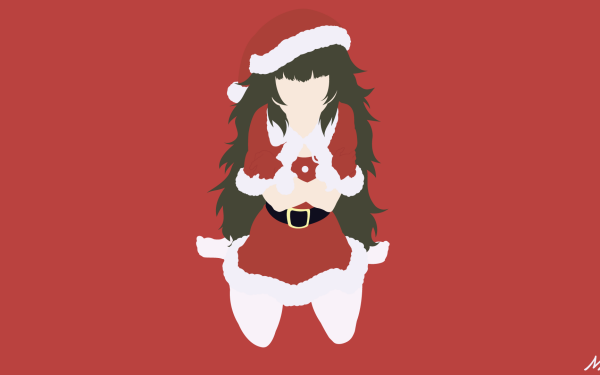 Anime Steins;Gate 0 Maho Hiyajo Christmas Long Hair Santa Hat Hat Dress Red Dress Brown Hair Glove Belt Minimalist HD Wallpaper | Background Image