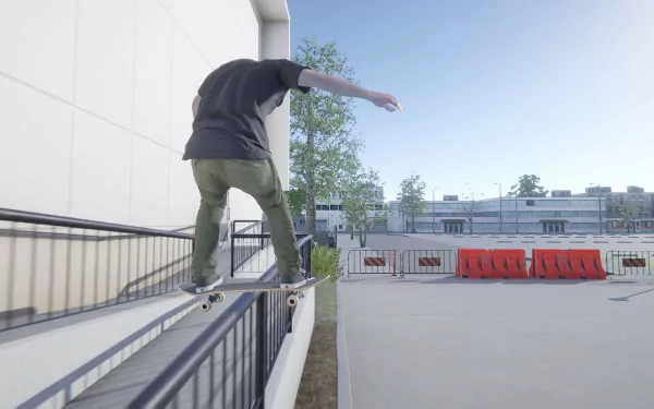 HD desktop wallpaper from Skater XL featuring a skater grinding on a rail with an urban backdrop.