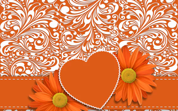 daisy orange (Color) artistic heart HD Desktop Wallpaper | Background Image