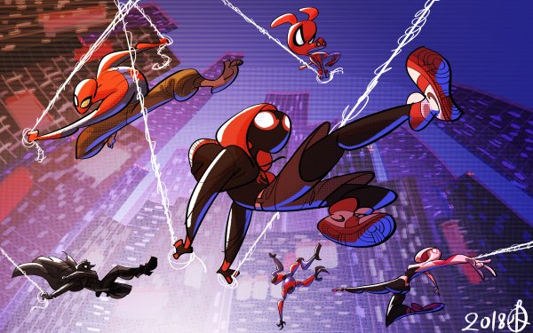 Movie Spider-Man: Into The Spider-Verse Spider-Man Spider-Gwen Spider-Ham HD Wallpaper | Background Image