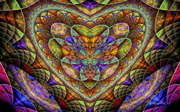Abstract Fractal Colors Colorful Heart-Shaped HD Wallpaper | Background Image