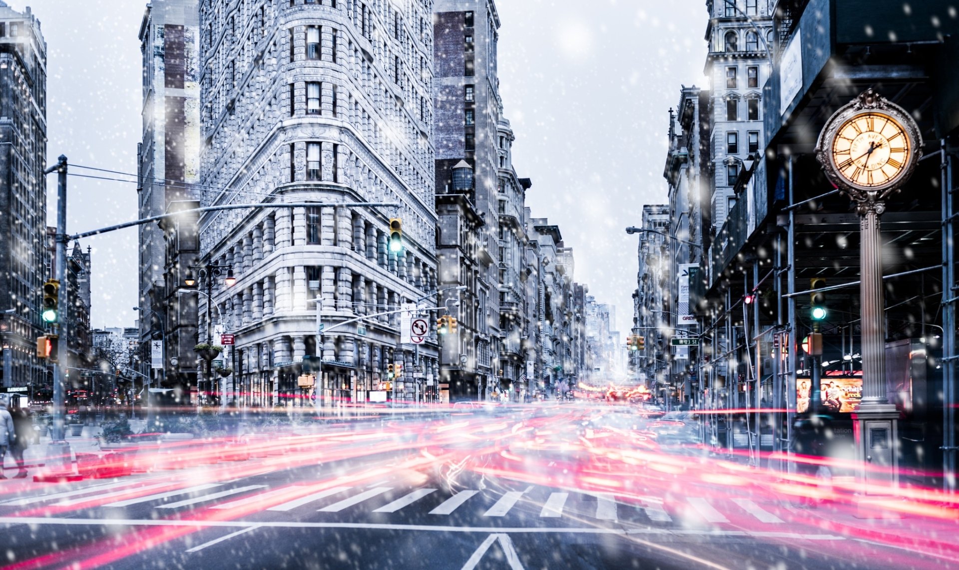 Улицы Нью-Йорка зимой Манхеттен