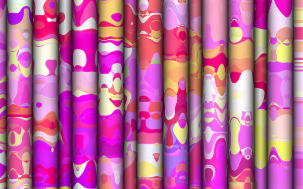 Vibrant, colorful abstract design with flowing shapes and patterns in pink, purple, yellow, and white, crafted as a 4K Ultra HD PC desktop wallpaper background.