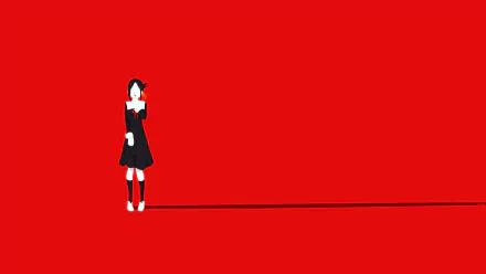 HD PC desktop wallpaper featuring Kaguya Shinomiya from the anime Kaguya-sama: Love is War, depicted in a striking red and black minimalist style.