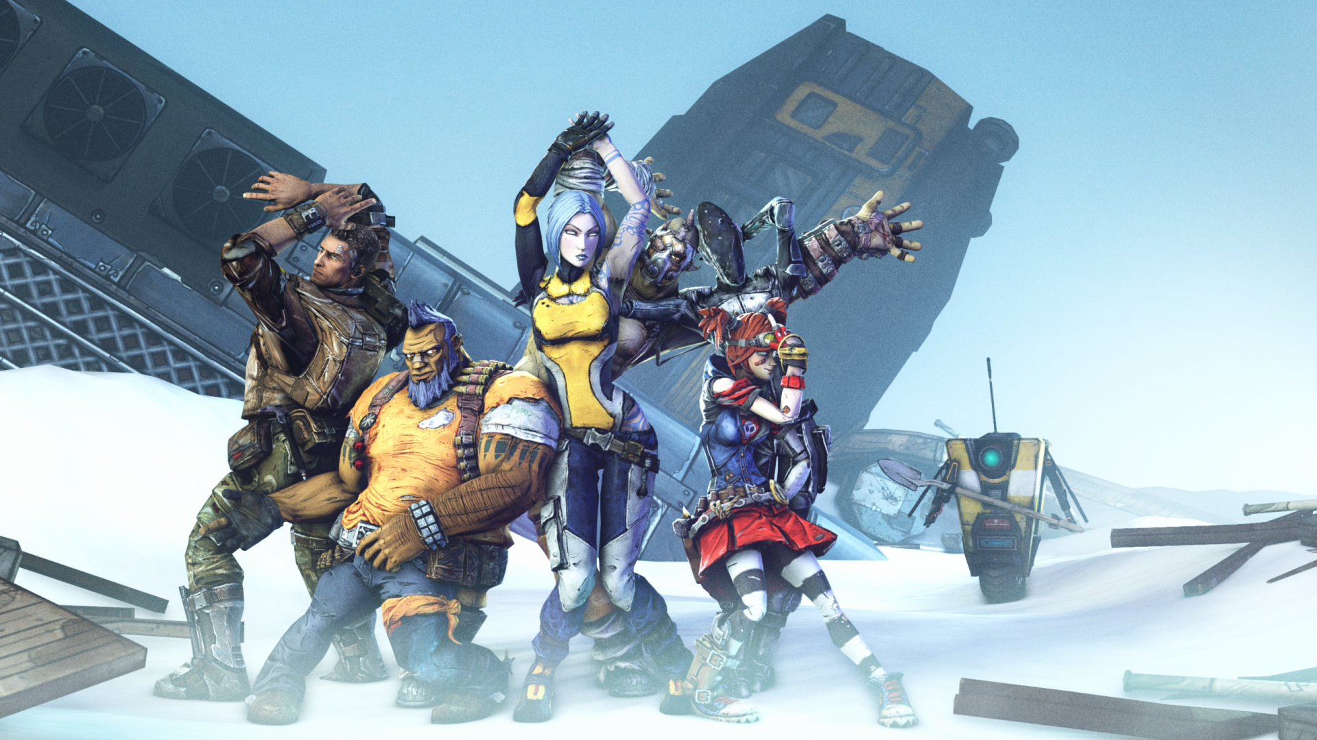 Download Krieg (Borderlands) Gaige (Borderlands) Zer0 (Borderlands) Salvador (Borderlands) Maya (Borderlands) Axton (Borderlands) Claptrap (Borderlands) Video Game Borderlands 2 HD Wallpaper by Yhrite