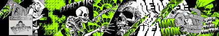 Watch Dogs 2 video game HD PC desktop wallpaper/background: neon green and black graffiti-style artwork with a large pixelated skull and reaching skeleton hands.