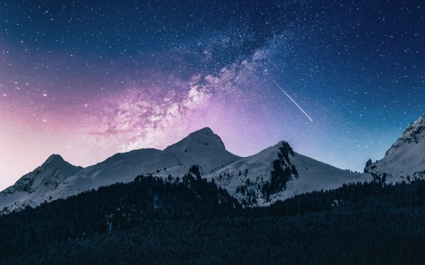 Earth Night Mountain Snow Stars HD Wallpaper | Background Image