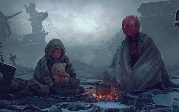 Sci Fi Post Apocalyptic Teddy Bear Child Robot HD Wallpaper | Background Image