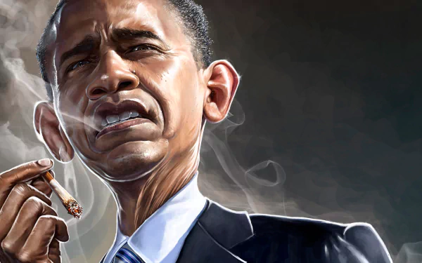 cigarette caricature American Celebrity Barack Obama HD Desktop Wallpaper | Background Image