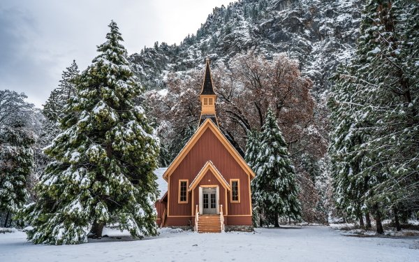 Religious Chapel Snow Winter Building HD Wallpaper | Background Image