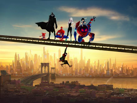 Peni Parker Spider-Gwen Spider-Ham Spider-Man Noir Miles Morales spider man movie Spider-Man: Into The Spider-Verse HD Desktop Wallpaper | Background Image