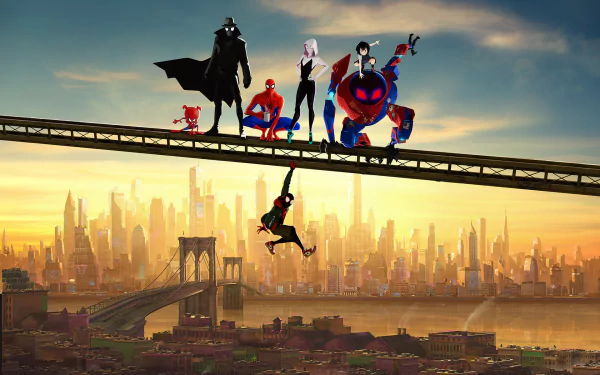 Peni Parker Spider-Gwen Spider-Ham Spider-Man Noir Miles Morales spider man movie Spider-Man: Into The Spider-Verse HD Desktop Wallpaper | Background Image