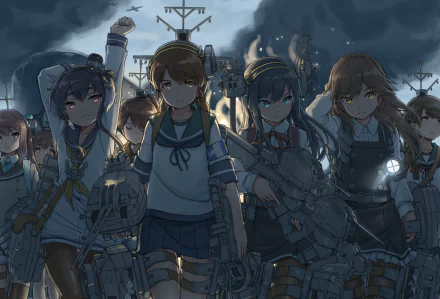 Yukikaze (Kancolle) Uranami (Kancolle) Tokitsukaze (Kancolle) Shirayuki (Kancolle) Shikinami (Kancolle) Asashio (kancolle) Asagumo (Kancolle) Arashio (Kancolle) Anime Kantai Collection HD Desktop Wallpaper | Background Image