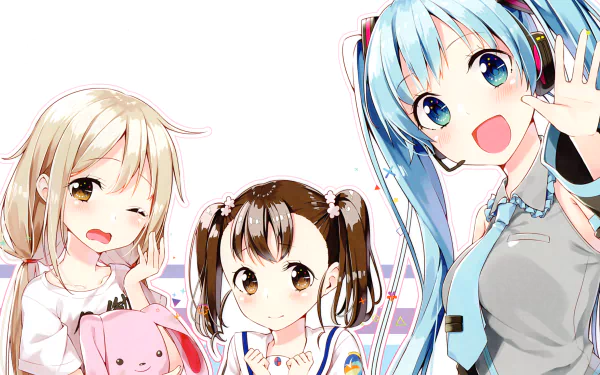 Anzu Futaba Hatsune Miku Rin Shiretoko Vocaloid The iDOLM@STER Cinderella Girls High School Fleet Anime crossover HD Desktop Wallpaper | Background Image