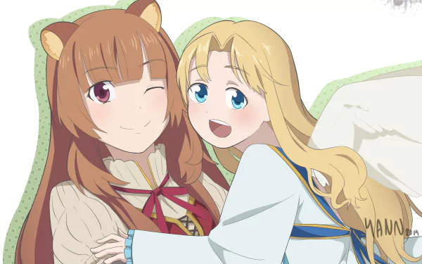 Filo and Raphtalia from The Rising of The Shield Hero anime in a vibrant 4K Ultra HD desktop wallpaper, showcasing their cheerful expressions and detailed character designs.