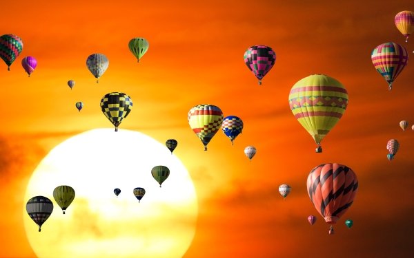Vehicles Hot Air Balloon Sunset HD Wallpaper | Background Image