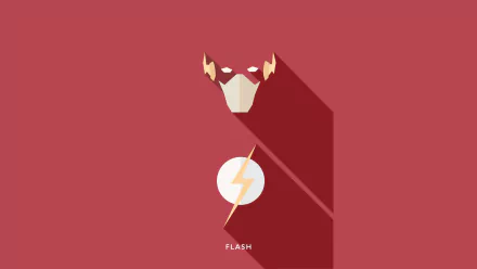 Minimalist DC Comics Flash design with a stylized mask and lightning bolt emblem on a red background, rendered as a 4K Ultra HD comic-themed desktop wallpaper.