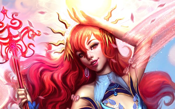 Fantasy Sorceress Red Eyes Red Hair Long Hair HD Wallpaper | Background Image