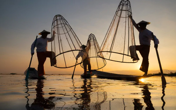 lake photography fisherman HD Desktop Wallpaper | Background Image
