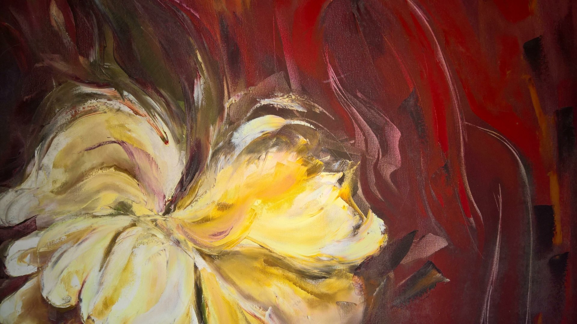 Download Red Yellow Abstract Paint 4k Ultra HD Wallpaper