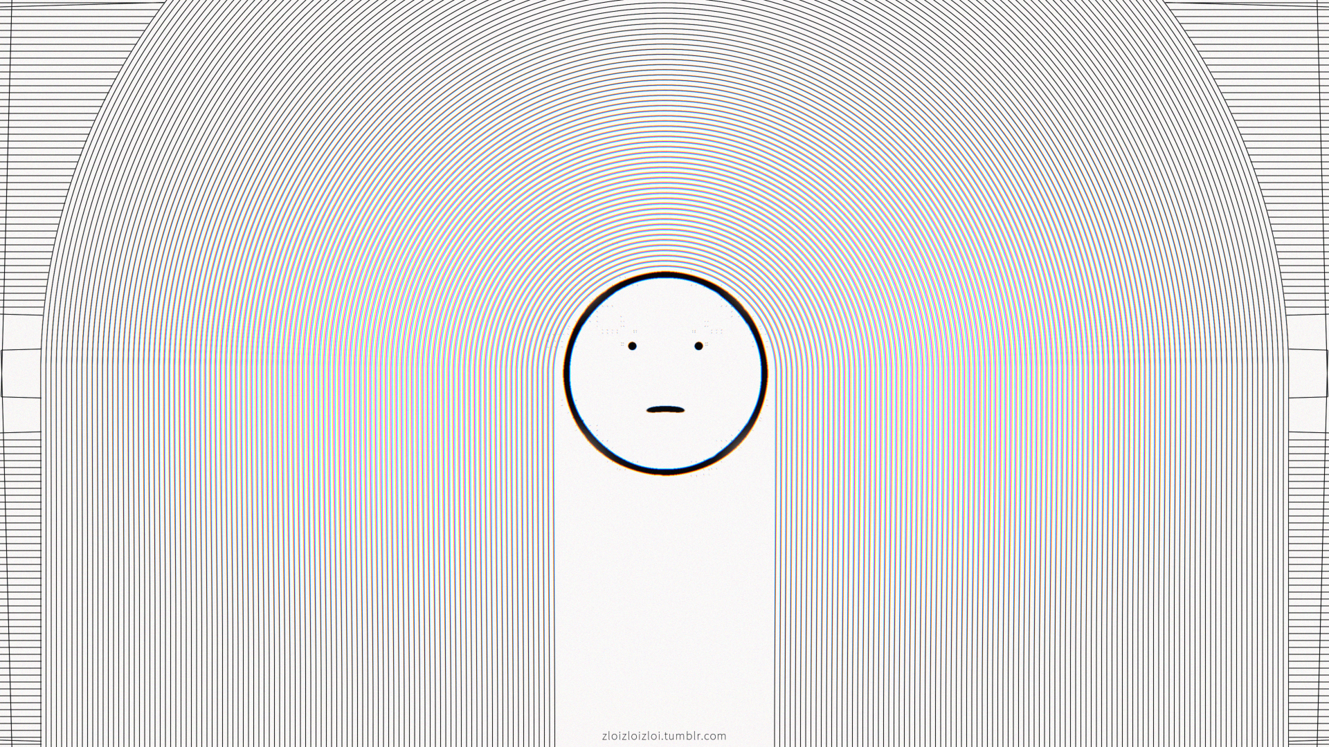 4K Ultra HD glitch art wallpaper featuring a minimalist face with distorted, radiating lines creating an artistic glitch effect on a PC desktop background.