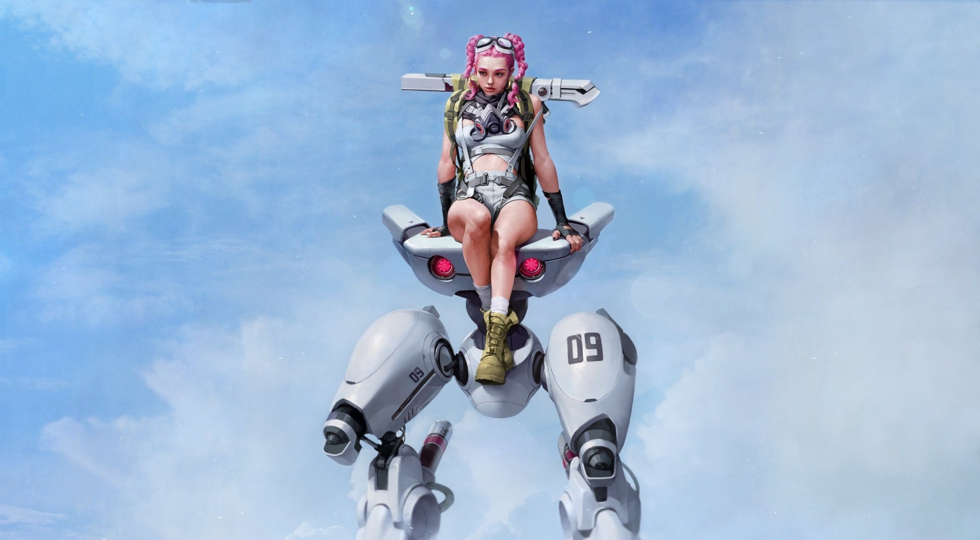Download Braid Pink Hair Sci Fi Robot HD Wallpaper by Siwoo Kim
