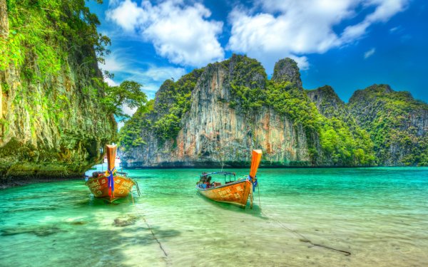 Vehicles Boat Thailand Cliff HD Wallpaper | Background Image