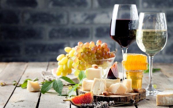 Food Still Life Cheese Drink Wine Grapes HD Wallpaper | Background Image