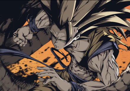 HD PC desktop wallpaper featuring Goku in Super Saiyan 3 form from Dragon Ball Z, depicted with intense, dark anime style and dynamic action pose.